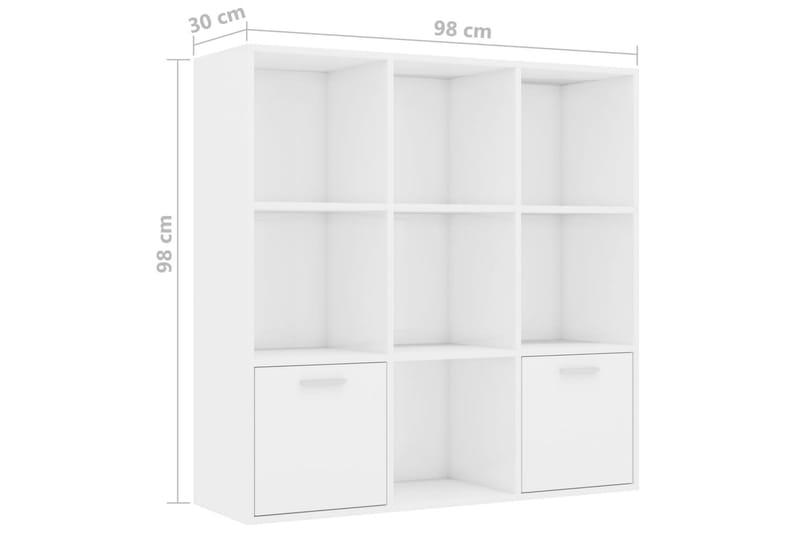 Bokhylla vit högglans 98x30x98 cm spånskiva - Vit - Förvaring - Hyllor - Bokhylla