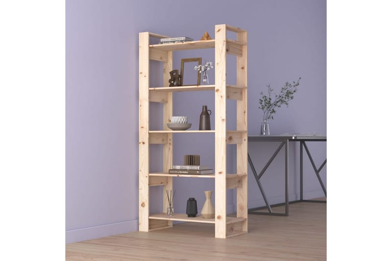 Bokhylla/rumsavdelare 80x35x160 cm massiv furu - Brun - Förvaring - Hyllor - Bokhylla
