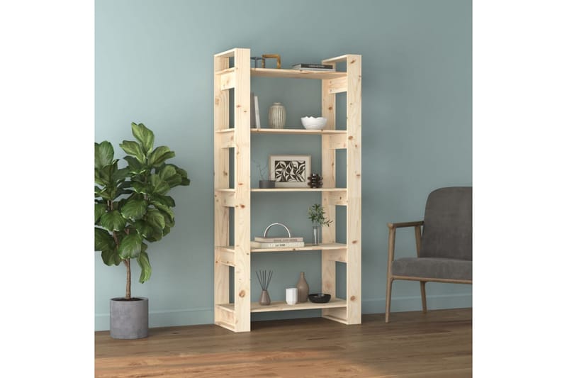 Bokhylla/rumsavdelare 80x35x160 cm massiv furu - Brun - Förvaring - Hyllor - Bokhylla
