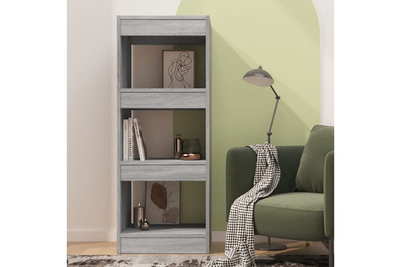 Bokhylla/Rumsavdelare grå sonoma-ek 40x30x103 cm spånskiva - Grå - Förvaring - Hyllor - Bokhylla