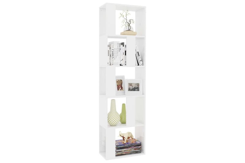 Bokhylla/Rumsavdelare högglans vit 45x24x159 cm spånskiva - Vit - Förvaring - Hyllor - Bokhylla
