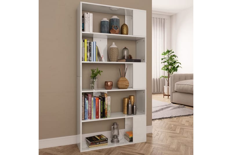 Bokhylla/Rumsavdelare högglans vit 80x24x159 cm - Vit - Förvaring - Hyllor - Bokhylla