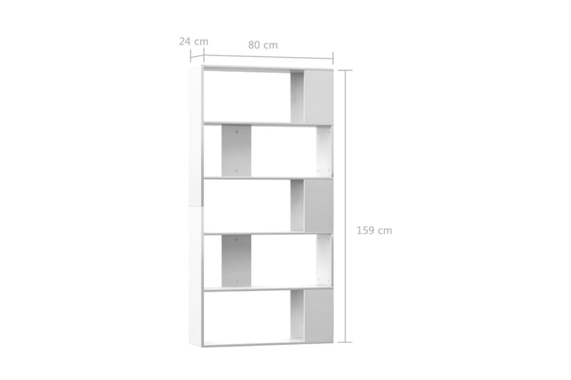Bokhylla/Rumsavdelare högglans vit 80x24x159 cm - Vit - Förvaring - Hyllor - Bokhylla