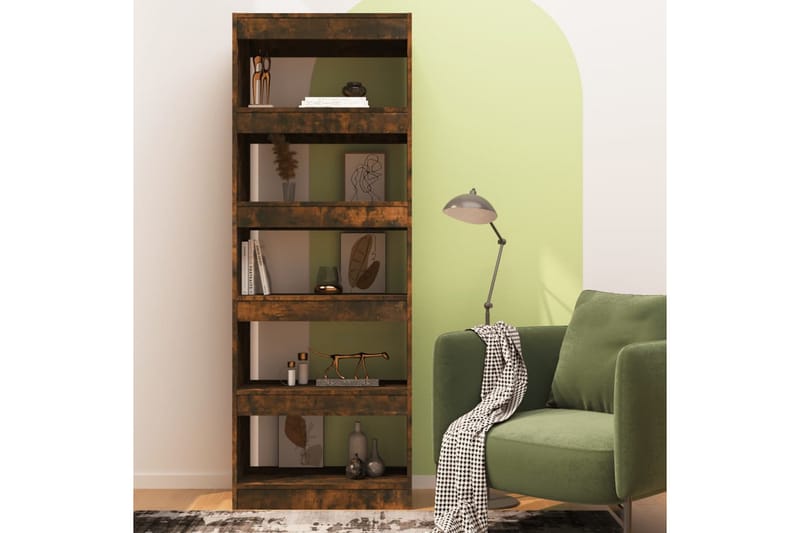 Bokhylla/Rumsavdelare rökfärgad ek 60x30x166 cm spånskiva - Brun - Förvaring - Hyllor - Bokhylla