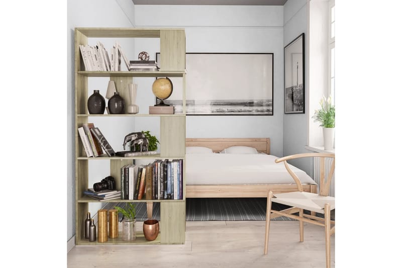 Bokhylla/Rumsavdelare sonoma-ek 80x24x159 cm spånskiva - Brun - Förvaring - Hyllor - Bokhylla
