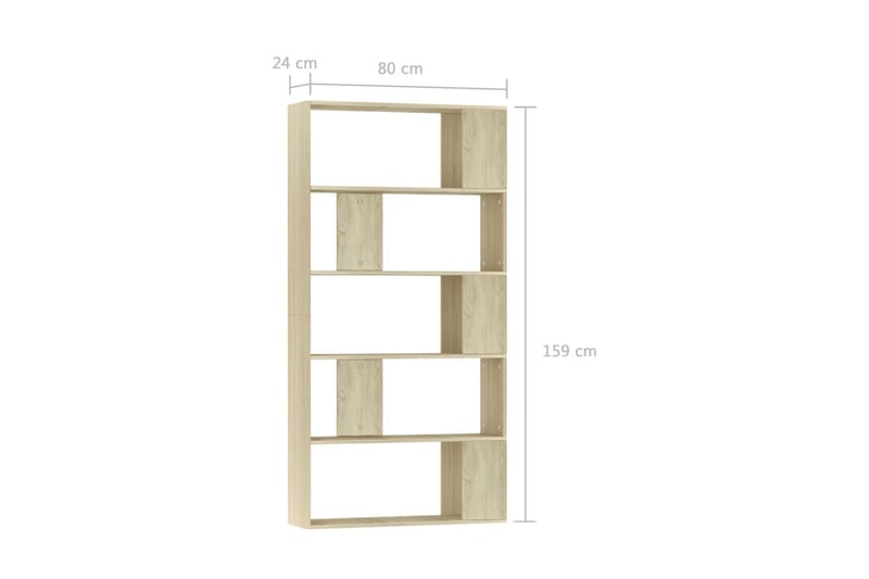 Bokhylla/Rumsavdelare sonoma-ek 80x24x159 cm spånskiva - Brun - Förvaring - Hyllor - Bokhylla