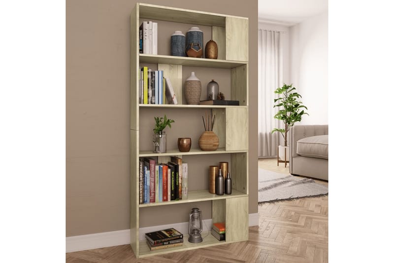 Bokhylla/Rumsavdelare sonoma-ek 80x24x159 cm spånskiva - Brun - Förvaring - Hyllor - Bokhylla