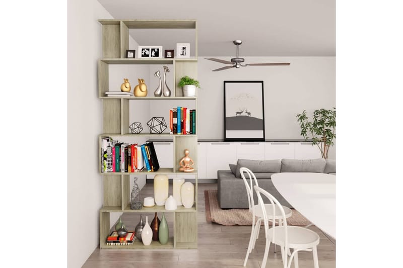 Bokhylla/Rumsavdelare sonoma-ek 80x24x192 cm spånskiva - Brun - Förvaring - Hyllor - Bokhylla