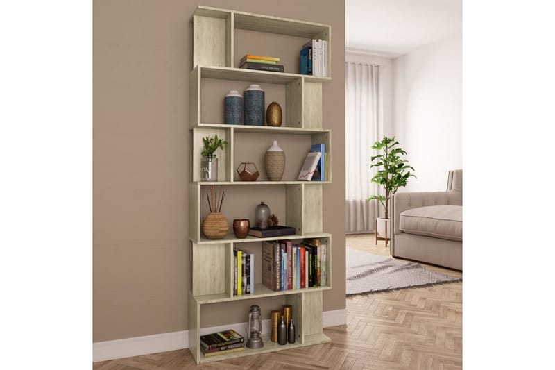 Bokhylla/Rumsavdelare sonoma-ek 80x24x192 cm spånskiva - Brun - Förvaring - Hyllor - Bokhylla