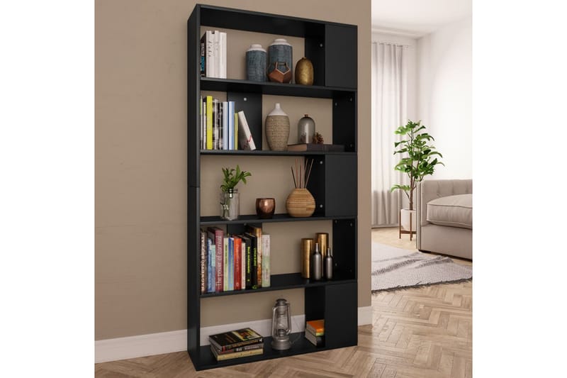 Bokhylla/Rumsavdelare svart 80x24x159 cm spånskiva - Svart - Förvaring - Hyllor - Bokhylla