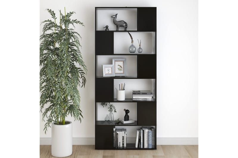 Bokhylla/rumsavdelare svart 80x24x186 cm spånskiva - Svart - Förvaring - Hyllor - Bokhylla