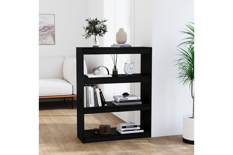 Bokhylla/rumsavdelare svart 80x30x103,5 cm massiv furu - Svart - Förvaring - Hyllor - Bokhylla