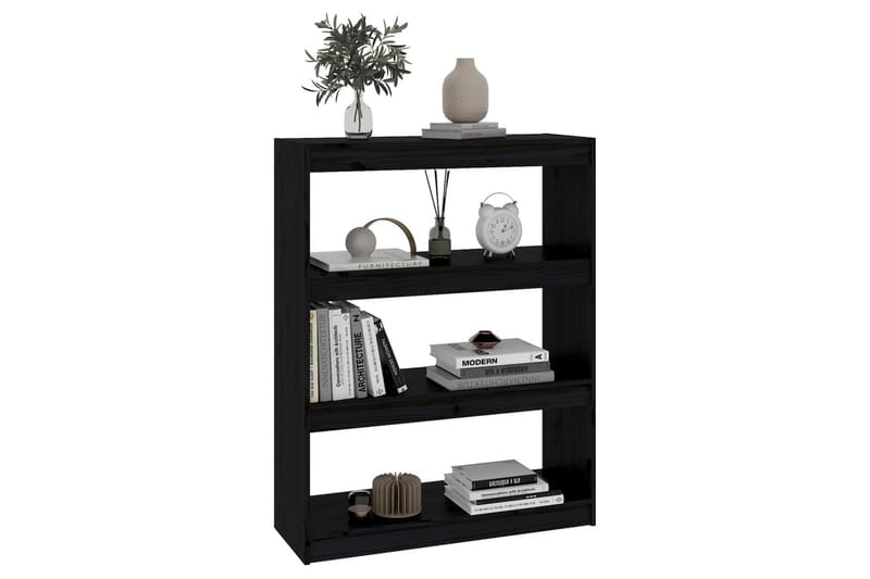 Bokhylla/rumsavdelare svart 80x30x103,5 cm massiv furu - Svart - Förvaring - Hyllor - Bokhylla