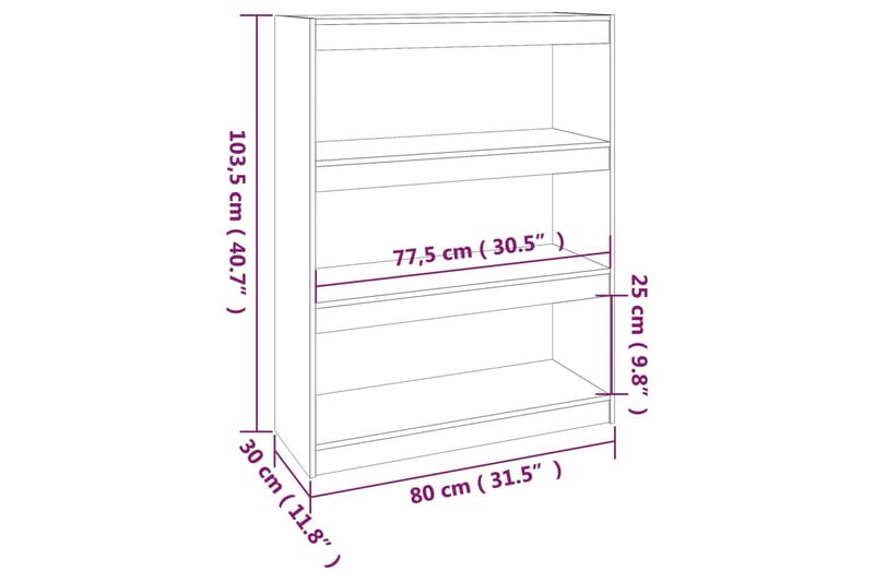 Bokhylla/rumsavdelare svart 80x30x103,5 cm massiv furu - Svart - Förvaring - Hyllor - Bokhylla