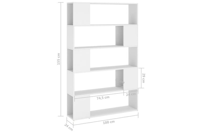 Bokhylla/rumsavdelare vit 100x24x155 cm spånskiva - Vit - Förvaring - Hyllor - Bokhylla