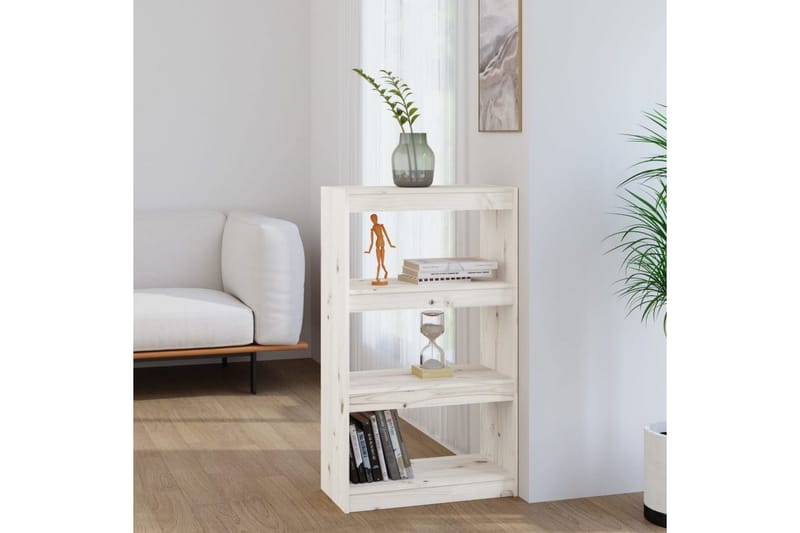 Bokhylla/rumsavdelare vit 60x30x103,5 cm massiv furu - Vit - Förvaring - Hyllor - Bokhylla