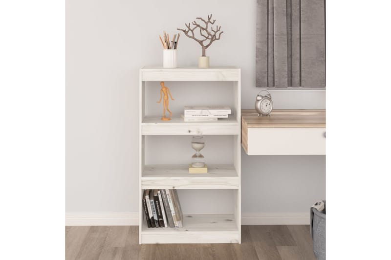 Bokhylla/rumsavdelare vit 60x30x103,5 cm massiv furu - Vit - Förvaring - Hyllor - Bokhylla