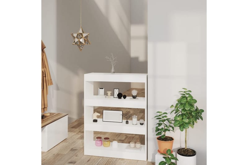 Bokhylla/Rumsavdelare vit 80x30x103 cm konstruerat trä - Vit - Förvaring - Hyllor - Bokhylla