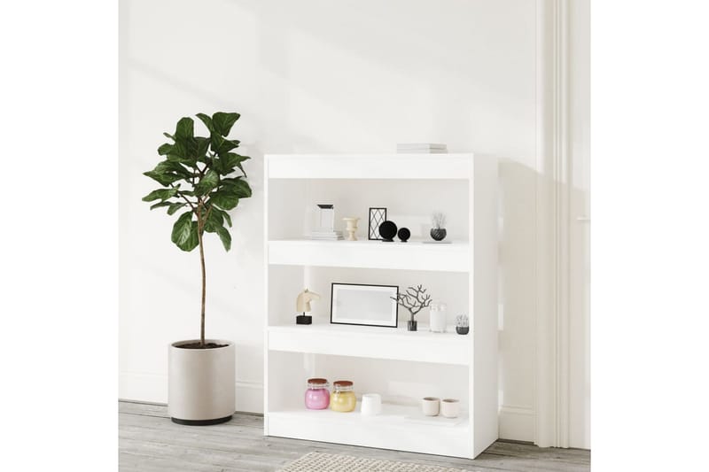 Bokhylla/Rumsavdelare vit 80x30x103 cm konstruerat trä - Vit - Förvaring - Hyllor - Bokhylla