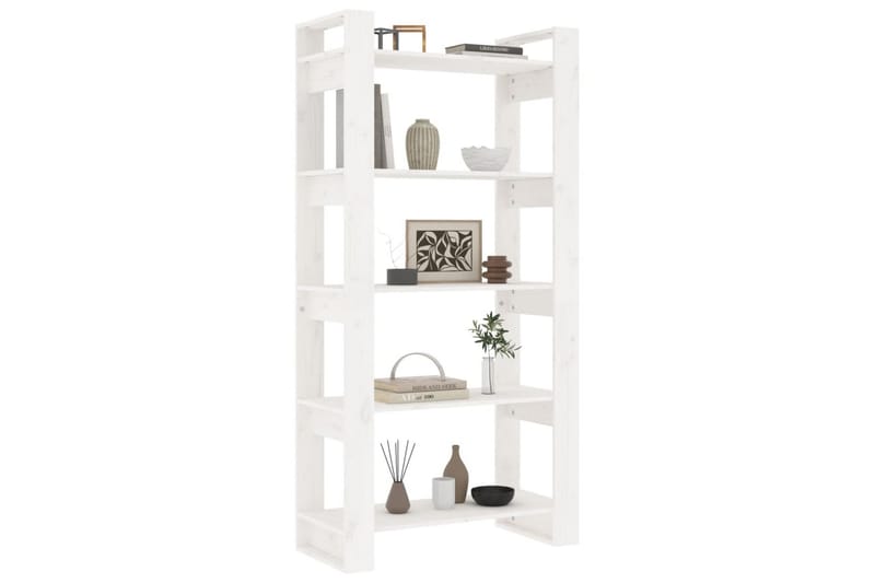 Bokhylla/rumsavdelare vit 80x35x160 cm massiv furu - Vit - Förvaring - Hyllor - Bokhylla