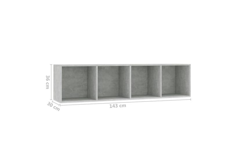 Bokhylla/TV-bänk betonggrå 143x30x36 cm - Grå - Förvaring - Hyllor - Bokhylla