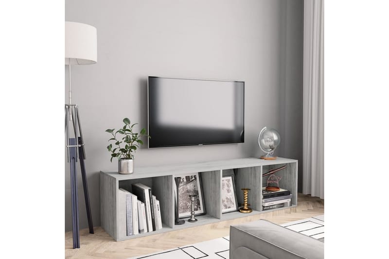 Bokhylla/TV-bänk betonggrå 143x30x36 cm - Grå - Förvaring - Hyllor - Bokhylla