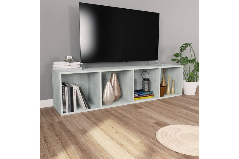 Bokhylla/TV-bänk betonggrå 36x30x143 cm spånskiva - Grå - Förvaring - Hyllor - Bokhylla