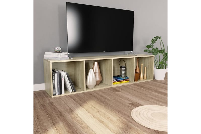 Bokhylla/TV-bänk sonoma-ek 36x30x143 cm spånskiva - Brun - Förvaring - Hyllor - Bokhylla