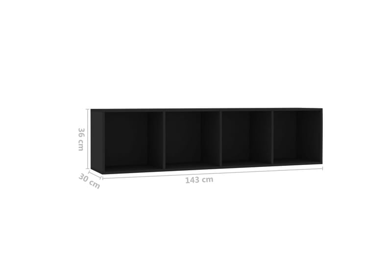 Bokhylla/TV-bänk svart 143x30x36 cm - Svart - Förvaring - Hyllor - Bokhylla