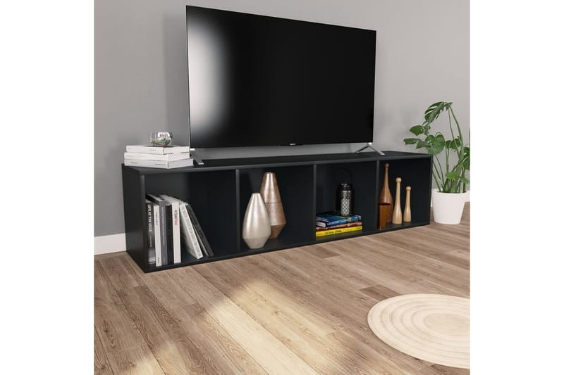 Bokhylla/TV-bänk svart 36x30x143 cm spånskiva - Svart - Förvaring - Hyllor - Bokhylla