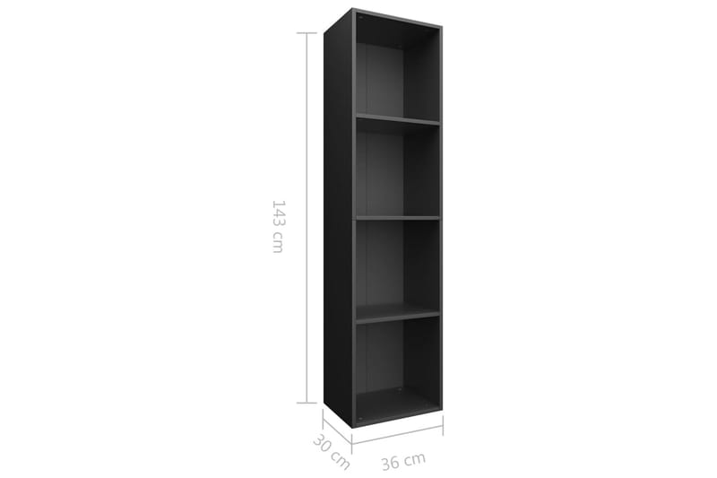 Bokhylla/TV-bänk svart 36x30x143 cm spånskiva - Svart - Förvaring - Hyllor - Bokhylla