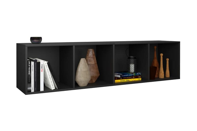 Bokhylla/TV-bänk svart 36x30x143 cm spånskiva - Svart - Förvaring - Hyllor - Bokhylla