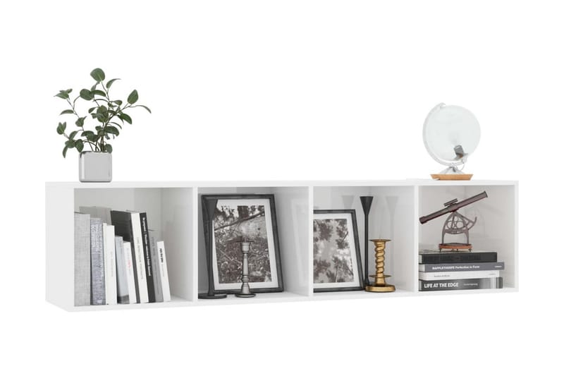 Bokhylla/TV-bänk vit högglans 143x30x36 cm - Vit - Förvaring - Hyllor - Bokhylla