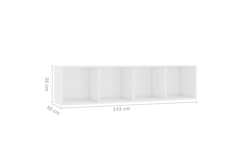 Bokhylla/TV-bänk vit högglans 143x30x36 cm - Vit - Förvaring - Hyllor - Bokhylla
