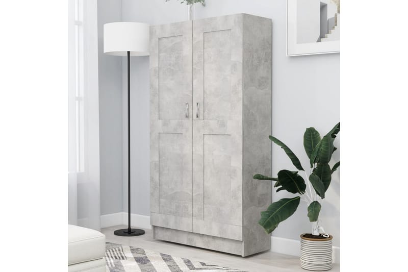 Bokskåp betonggrå 82,5x30,5x150 cm spånskiva - Grå - Förvaring - Hyllor - Bokhylla
