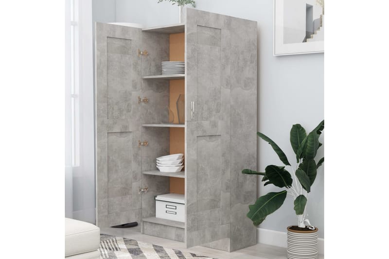 Bokskåp betonggrå 82,5x30,5x150 cm spånskiva - Grå - Förvaring - Hyllor - Bokhylla