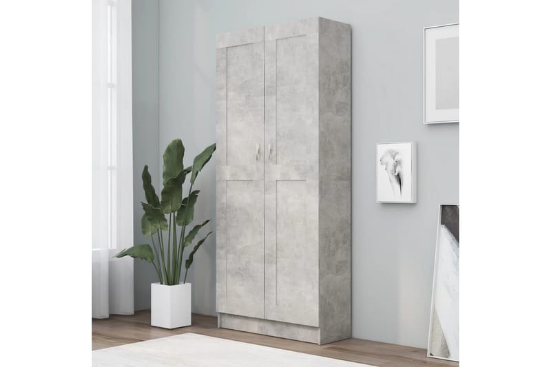 Bokskåp betonggrå 82,5x30,5x185,5 cm spånskiva - Grå - Förvaring - Hyllor - Bokhylla
