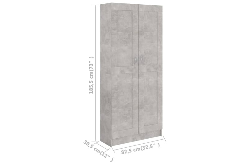 Bokskåp betonggrå 82,5x30,5x185,5 cm spånskiva - Grå - Förvaring - Hyllor - Bokhylla