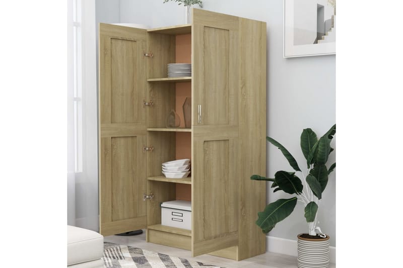 Bokskåp sonoma-ek 82,5x30,5x150 cm spånskiva - Brun - Förvaring - Hyllor - Bokhylla