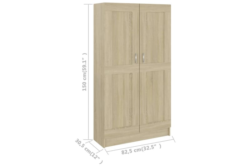 Bokskåp sonoma-ek 82,5x30,5x150 cm spånskiva - Brun - Förvaring - Hyllor - Bokhylla