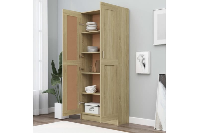 Bokskåp sonoma-ek 82,5x30,5x185,5 cm spånskiva - Brun - Förvaring - Hyllor - Bokhylla