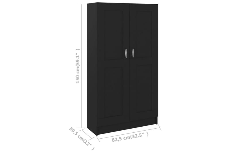 Bokskåp svart 82,5x30,5x150 cm spånskiva - Svart - Förvaring - Hyllor - Bokhylla