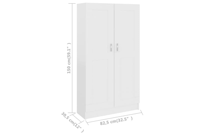 Bokskåp vit 82,5x30,5x150 cm spånskiva - Vit - Förvaring - Hyllor - Bokhylla