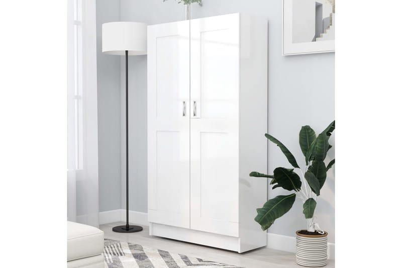 Bokskåp vit högglans 82,5x30,5x150 cm spånskiva - Vit - Förvaring - Hyllor - Bokhylla