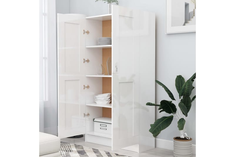 Bokskåp vit högglans 82,5x30,5x150 cm spånskiva - Vit - Förvaring - Hyllor - Bokhylla