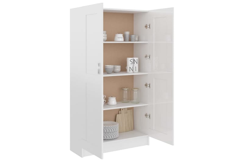 Bokskåp vit högglans 82,5x30,5x150 cm spånskiva - Vit - Förvaring - Hyllor - Bokhylla