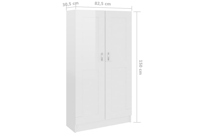 Bokskåp vit högglans 82,5x30,5x150 cm spånskiva - Vit - Förvaring - Hyllor - Bokhylla