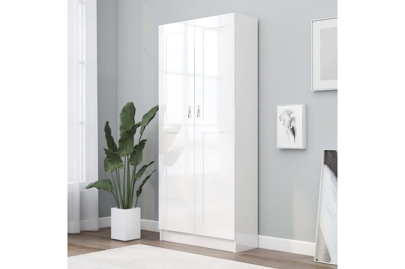 Bokskåp vit högglans 82,5x30,5x185,5 cm spånskiva - Vit - Förvaring - Hyllor - Bokhylla