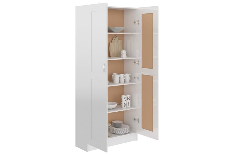 Bokskåp vit högglans 82,5x30,5x185,5 cm spånskiva - Vit - Förvaring - Hyllor - Bokhylla