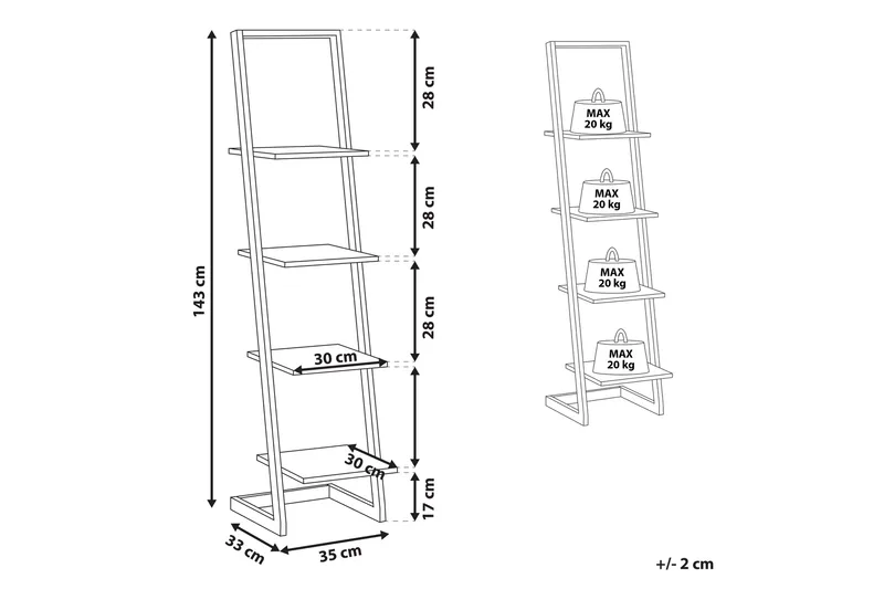 Branchine Hylla 35x33 cm - Mörkt Trä/Svart - Förvaring - Hyllor - Bokhylla
